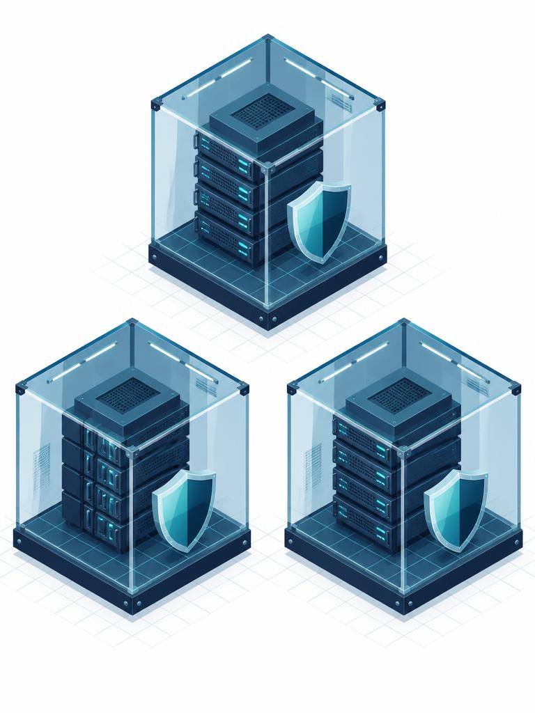 Isometric diagram of three separate secure environments with no shared connections